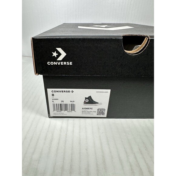 Size 8 Converse Women Sneaker Black Hi Rose Embroidered Jellyfish Jitter A13657C - Picture 9 of 9